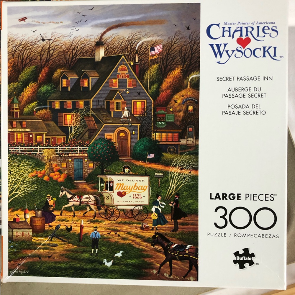 Charles Wysocki 300 large pieces puzzle secret passage inn fall Halloween